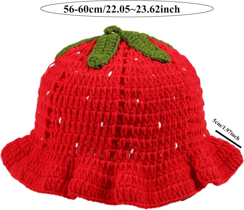 Ahouws Crochet Bucket Hat Women Trendy Knit Floppy Cap Cute Boho Handmade Beanies Outdoor Boho Travel Fishing Hat - Image 2